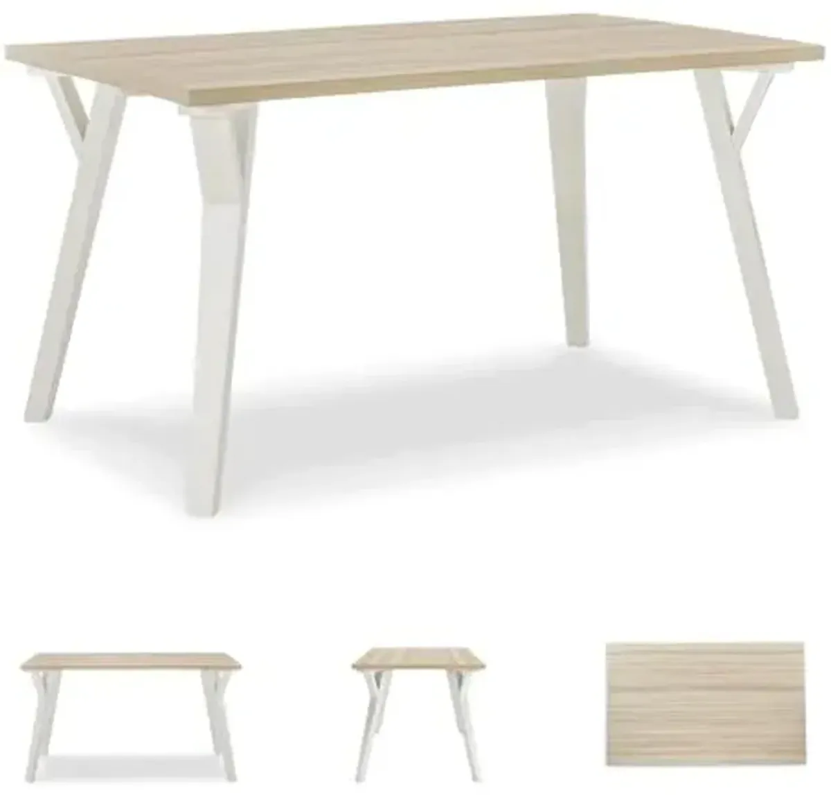 Signature Design by Ashley Grannen Modern Rectangular Dining Room Table, White & Natural Wood