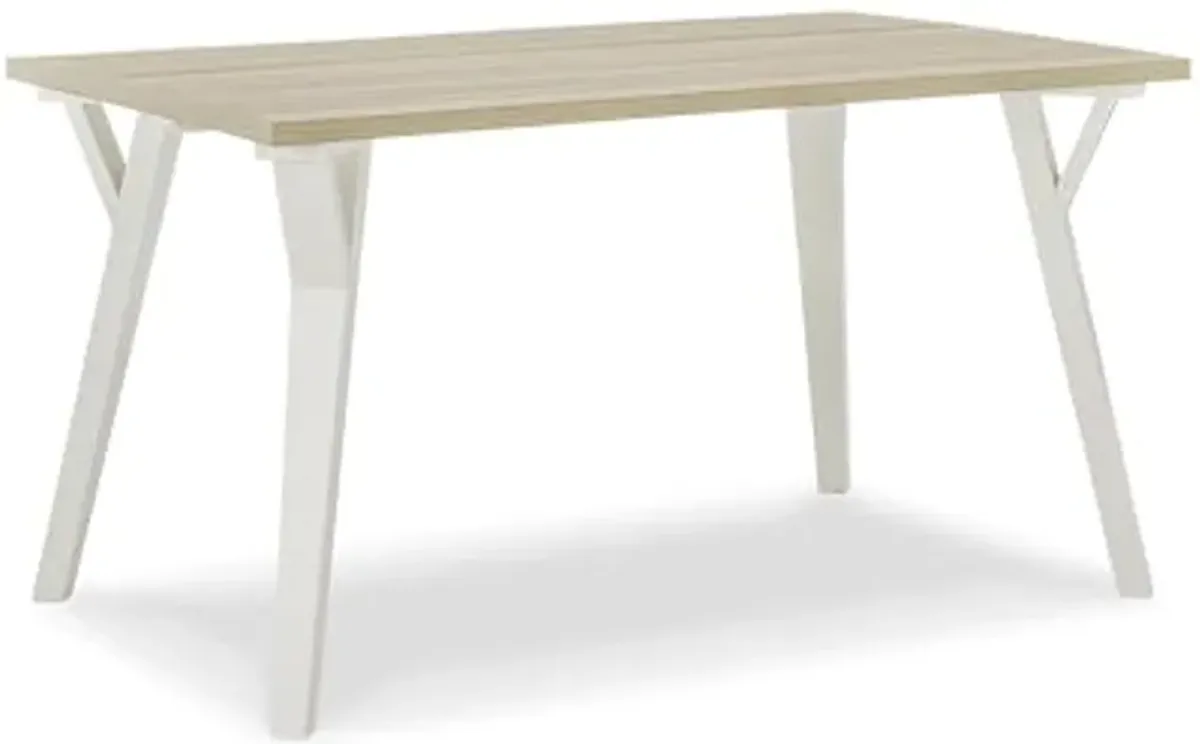 Signature Design by Ashley Grannen Modern Rectangular Dining Room Table, White & Natural Wood