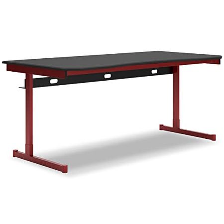Signature Design by Ashley Lynxtyn Home Office Desk, 63" W x 32" D x 30" H, Red & Black