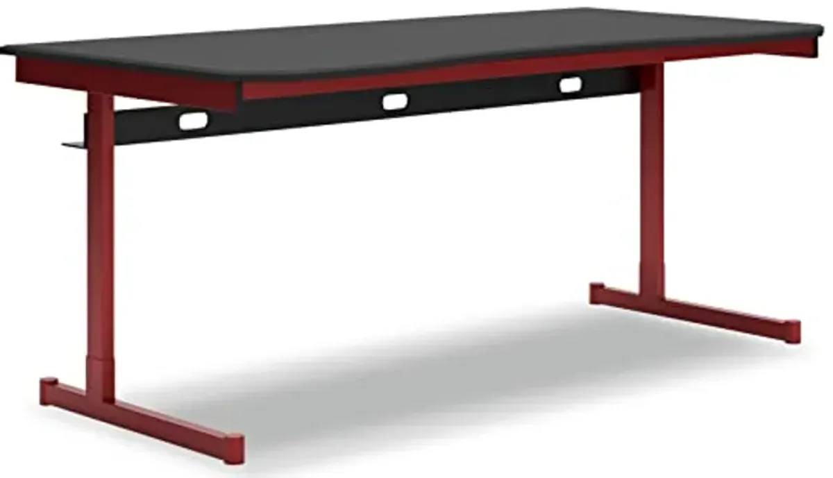 Signature Design by Ashley Lynxtyn Contemporary Home Office Desk with Headset Hanger, Red & Black