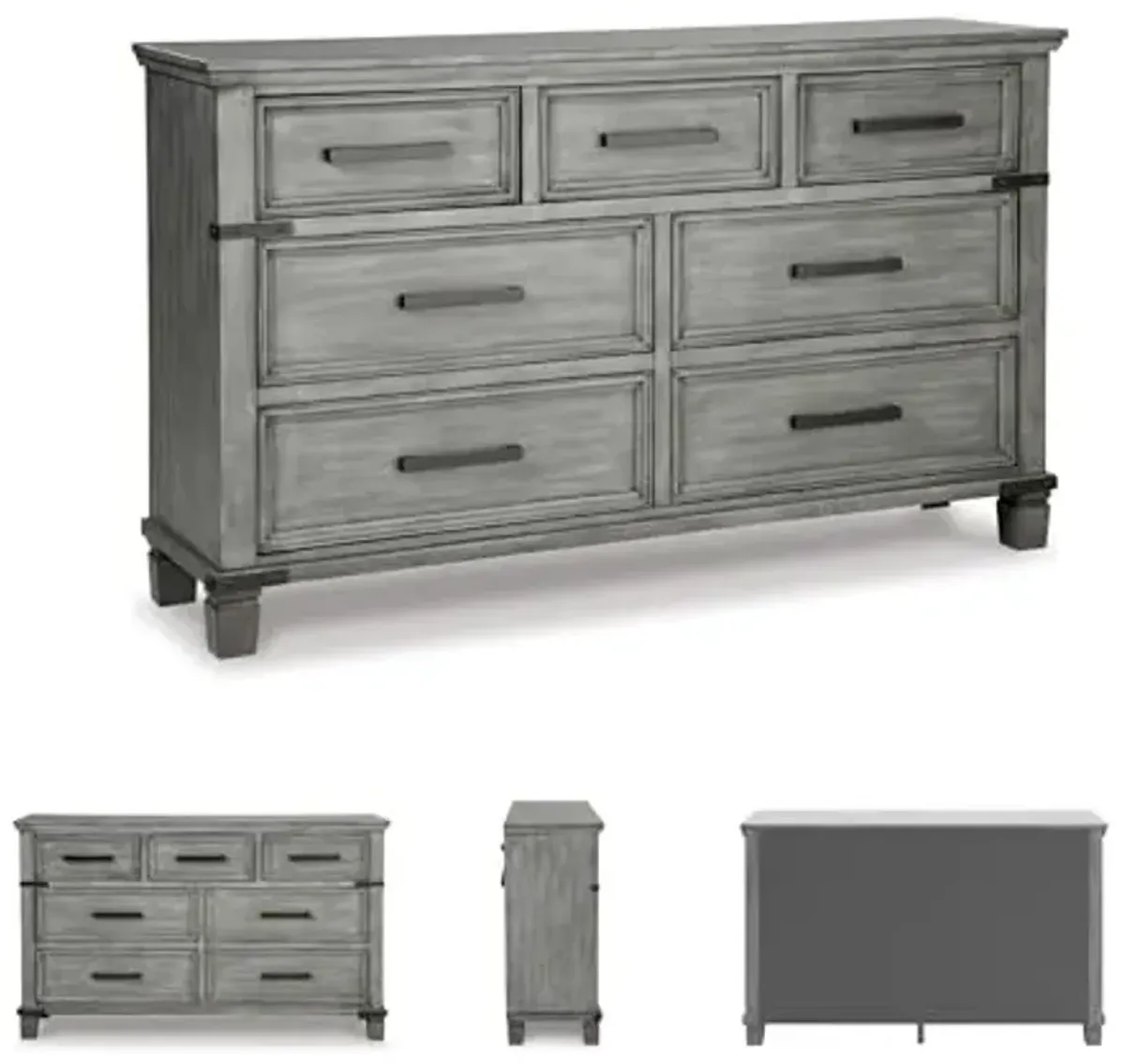 Signature Design by Ashley Russelyn Rustic Dresser with 7 Drawers, Gray