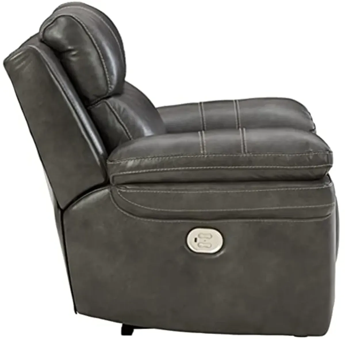 Signature Design by Ashley Edmar Leather Power Recliner with Adjustable Headrest, Gray