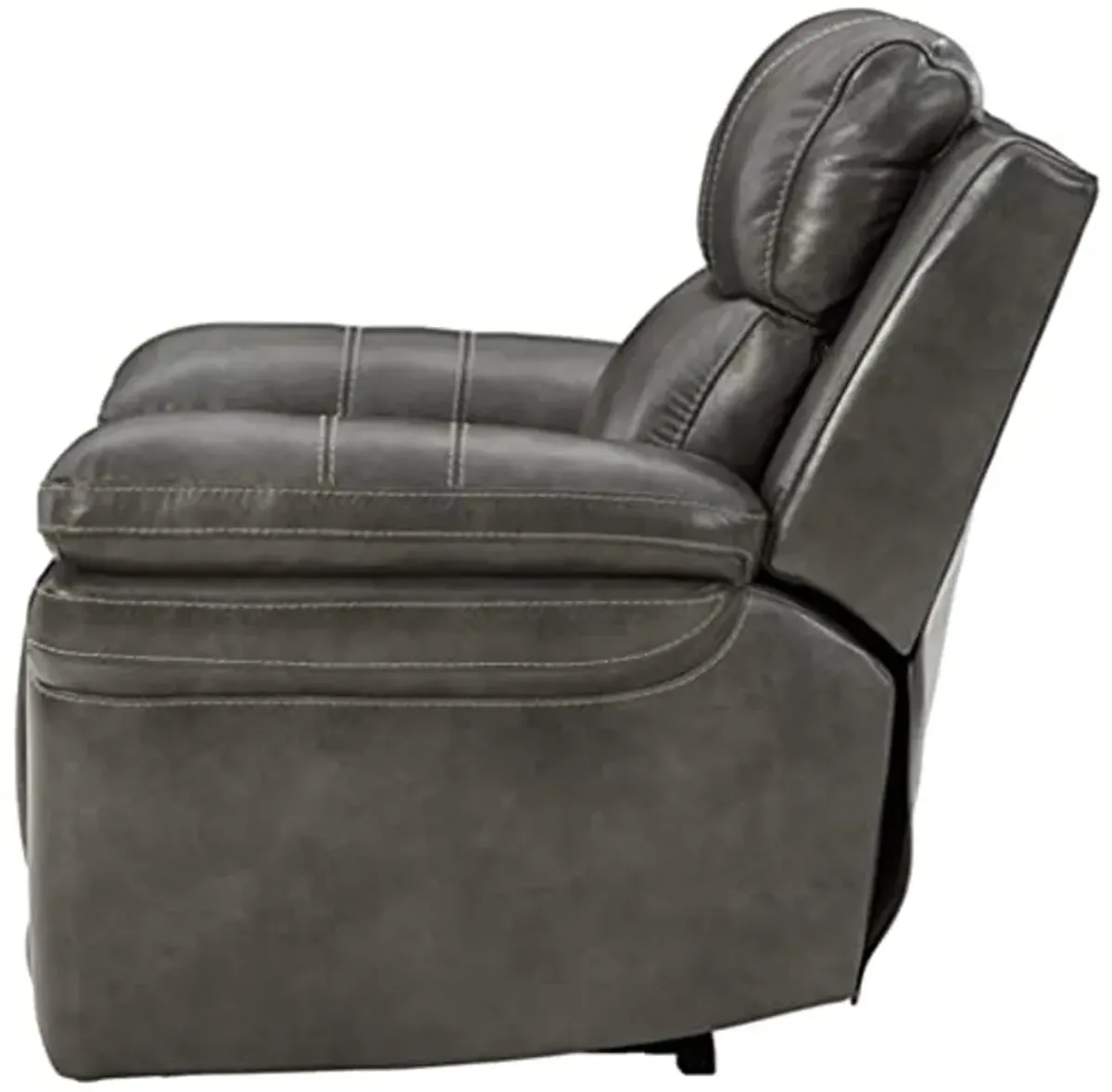 Signature Design by Ashley Edmar Leather Power Recliner with Adjustable Headrest, Gray