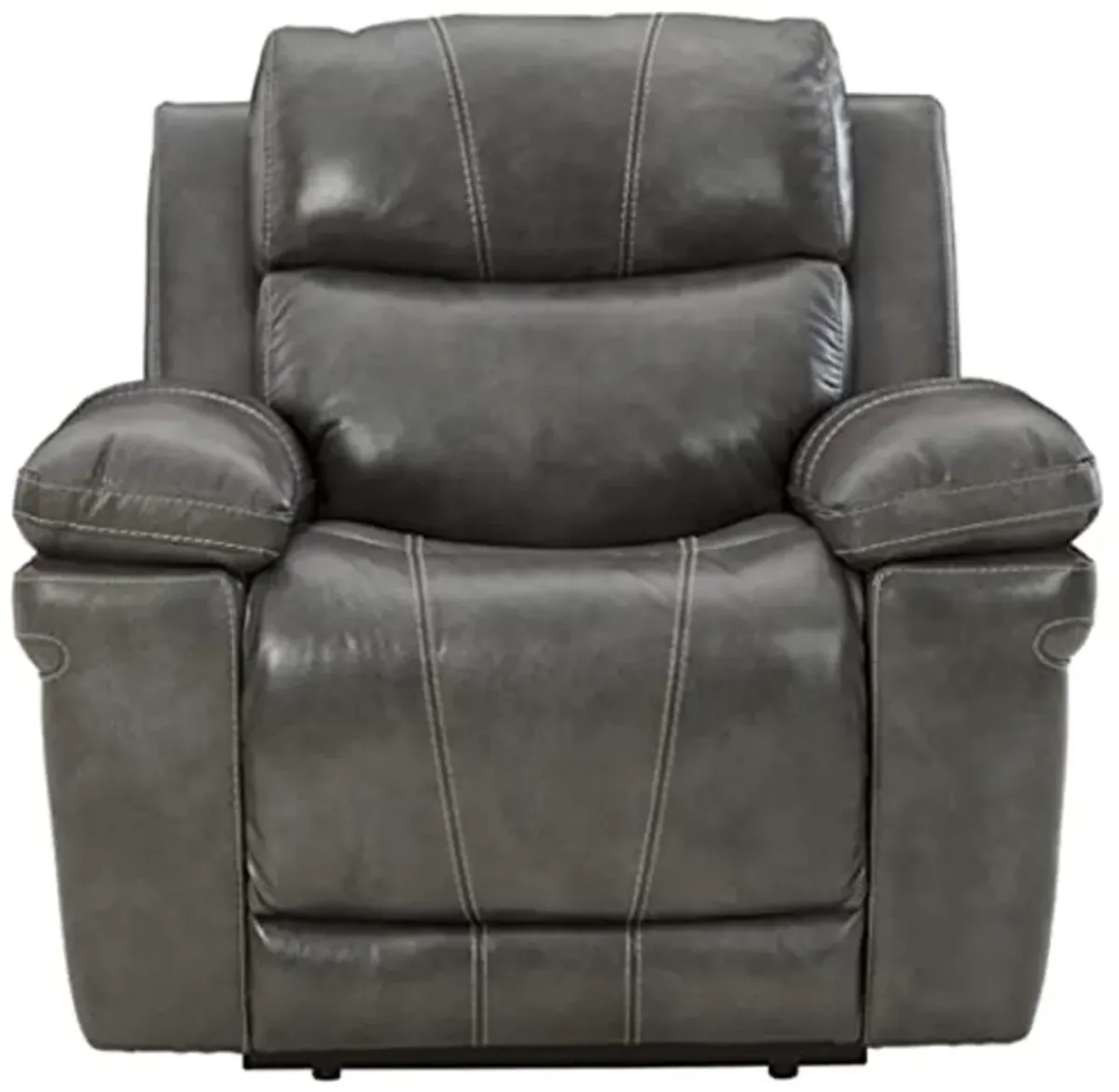 Signature Design by Ashley Edmar Leather Power Recliner with Adjustable Headrest, Gray