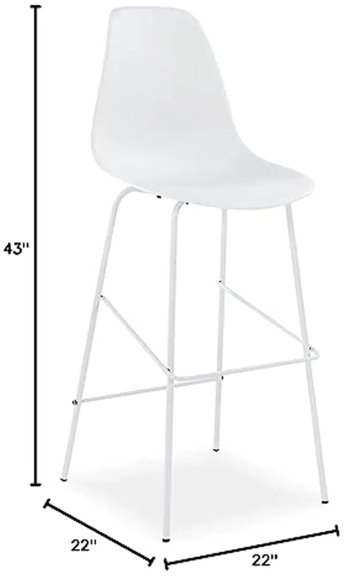 Signature Design by Ashley Forestead Modern Bar Height Bucket Barstool, 2 Count, White