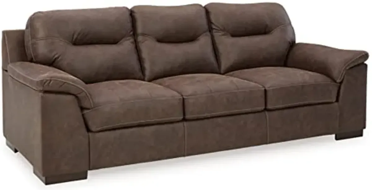 Signature Design by Ashley Maderla Faux Leather Oversized Sofa, Walnut Brown