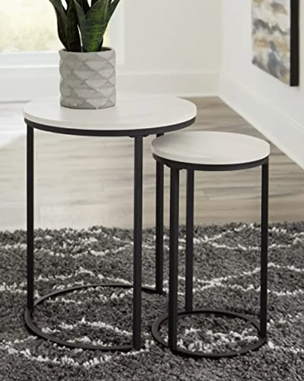 Signature Design by Ashley Briarsboro Nesting Accent Table Set of 2, 18"W x 18"D x 23"H, White