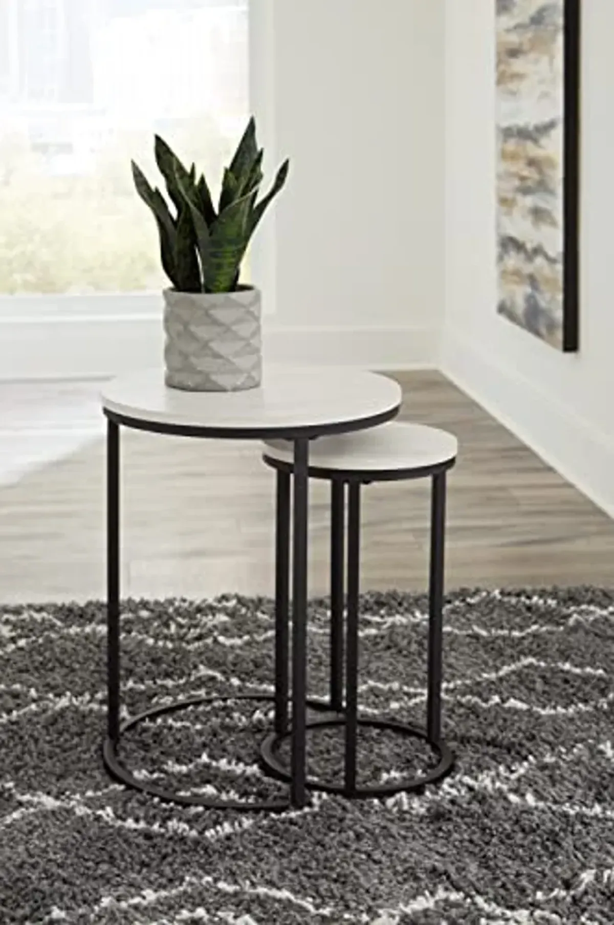 Signature Design by Ashley Briarsboro Nesting Accent Table Set of 2, 18"W x 18"D x 23"H, White