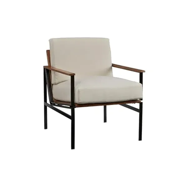 Signature Design by Ashley Tilden Mid-Century Modern Accent Chair, Ivory & Black