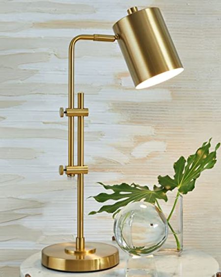 Signature Design by Ashley Baronvale 23" Contemporary Metal Adjustable Desk Lamp, Brass