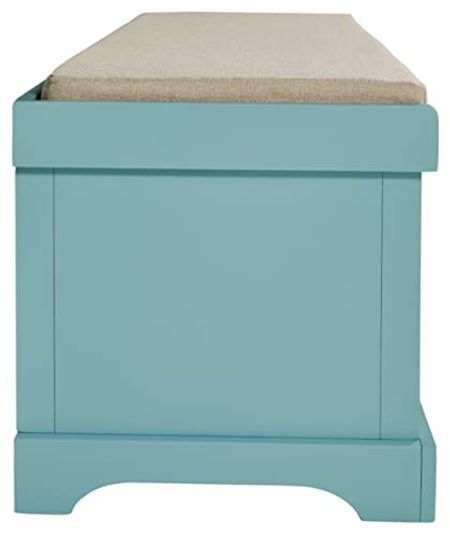 Signature Design by Ashley Dowdy Farmhouse Storage Bench with Cushion, Teal