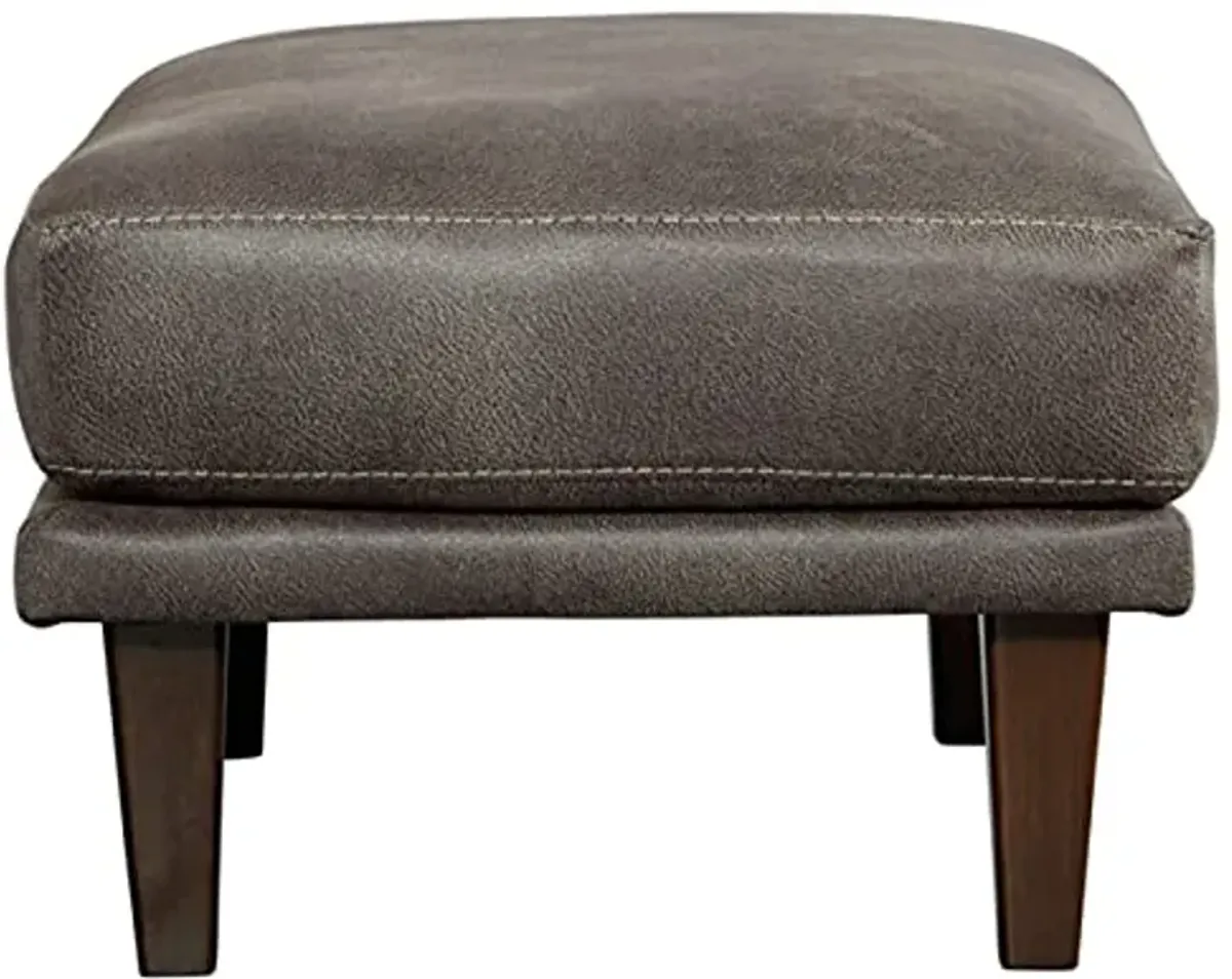 Signature Design by Ashley Arroyo Mid Century Modern Faux Leather Ottoman, Dark Gray