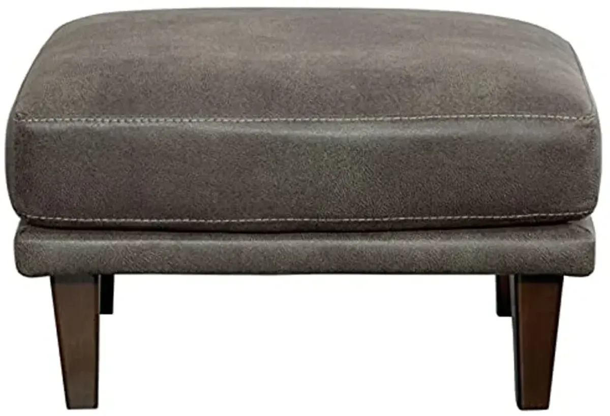 Signature Design by Ashley Arroyo Mid Century Modern Faux Leather Ottoman, Dark Gray