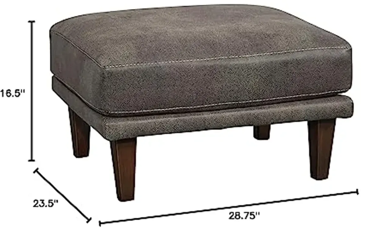 Signature Design by Ashley Arroyo Mid Century Modern Faux Leather Ottoman, Dark Gray