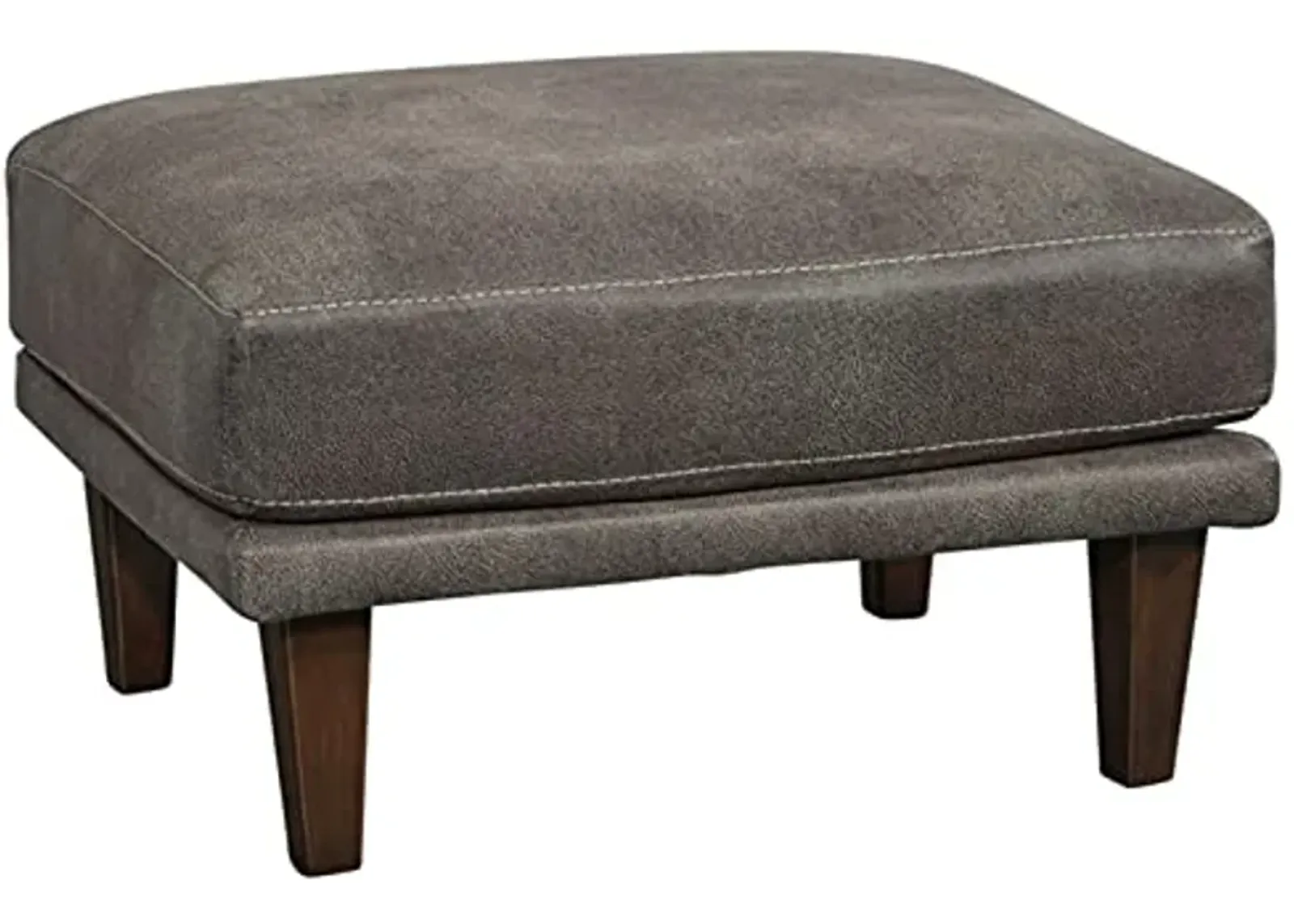 Signature Design by Ashley Arroyo Mid Century Modern Faux Leather Ottoman, Dark Gray