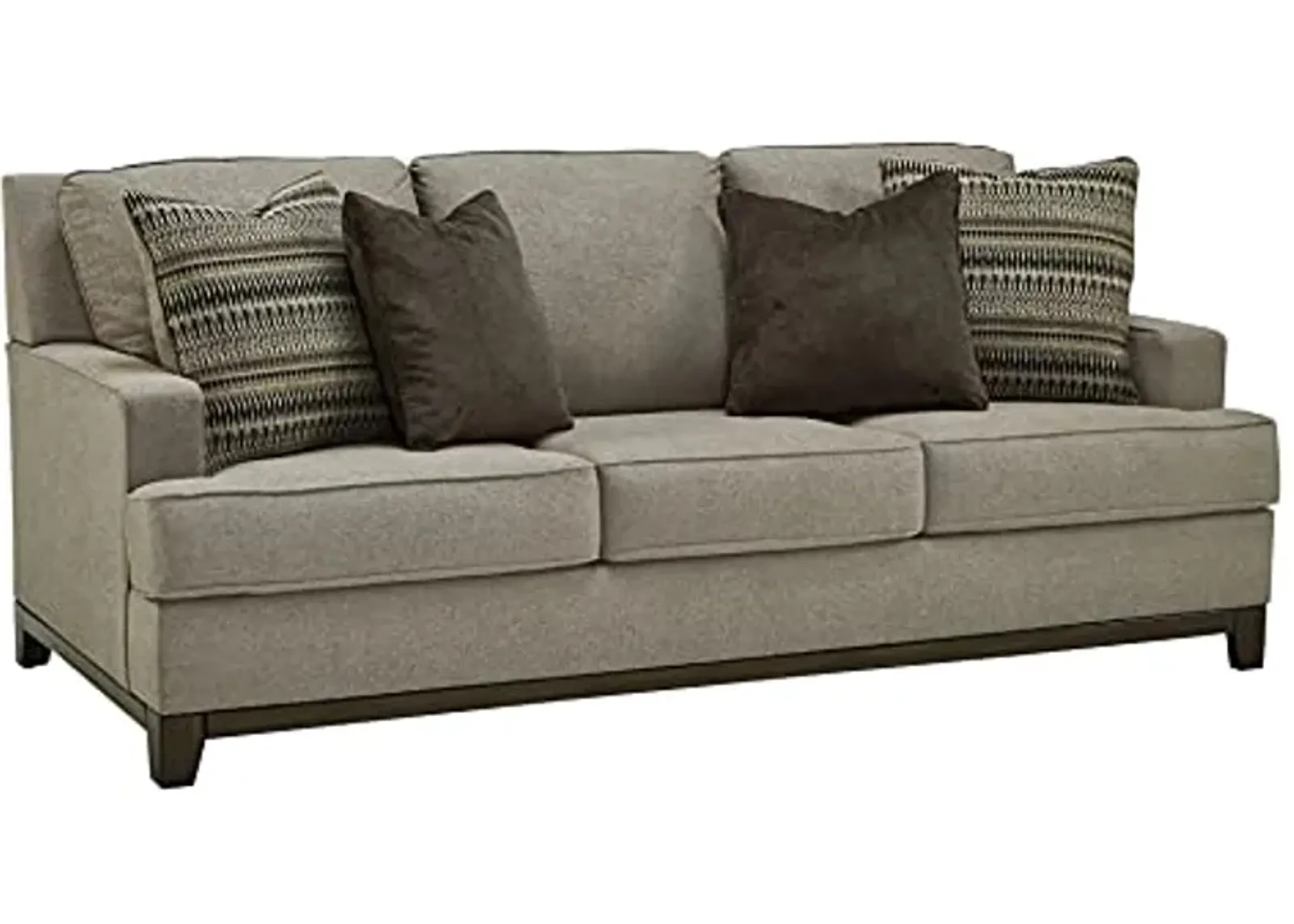 Signature Design by Ashley Kaywood Modern Sofa with 4 Throw Pillows, Brownish Gray