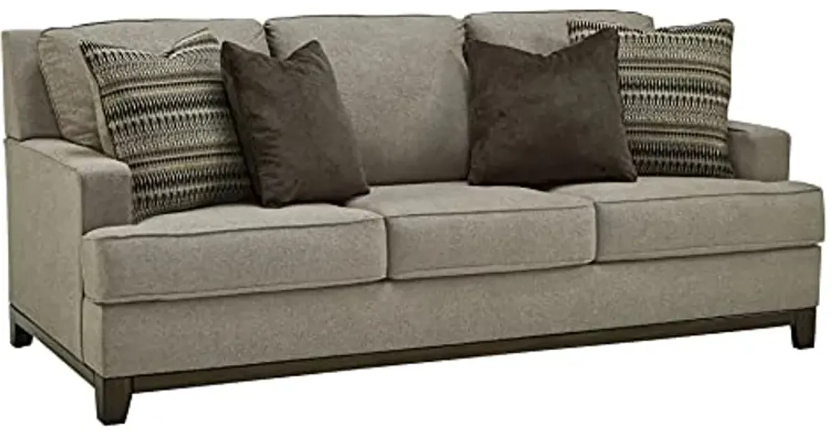 Signature Design by Ashley Kaywood Modern Sofa with 4 Throw Pillows, Brownish Gray