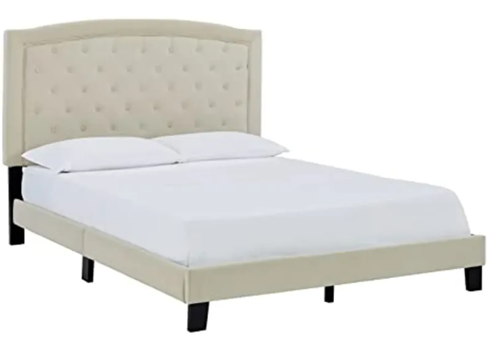 Signature Design by Ashley Adelloni Button Tufted Upholstered Bed Frame, King, Cream