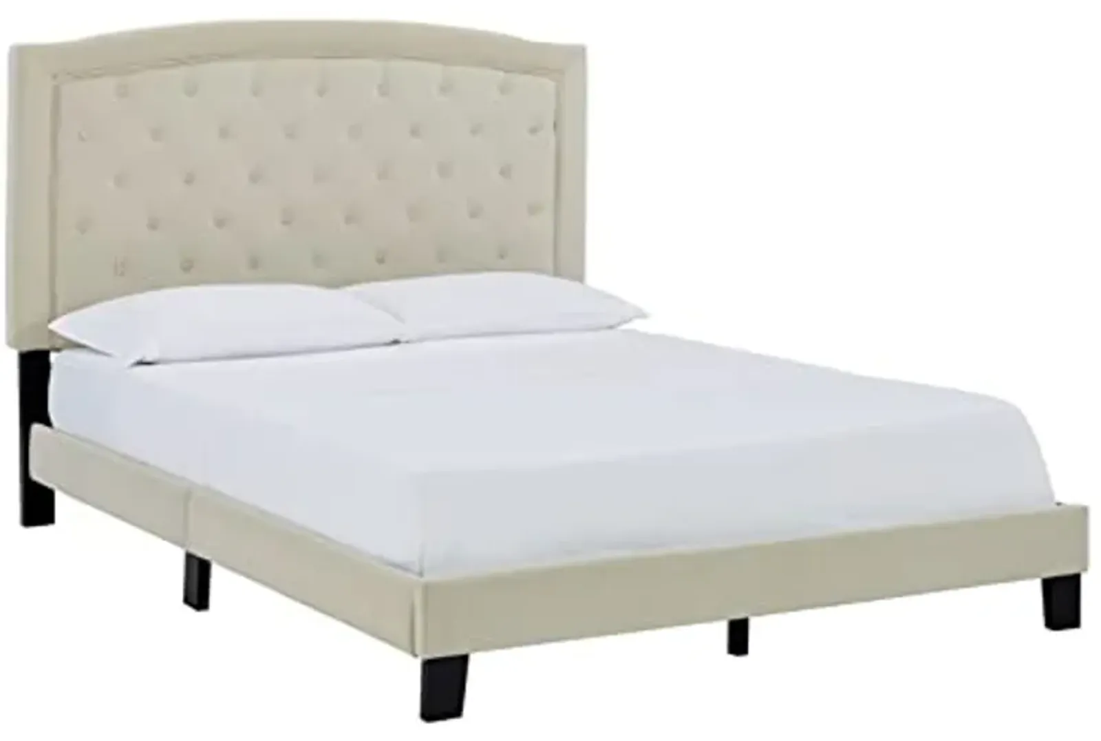 Signature Design by Ashley Adelloni Button Tufted Upholstered Bed Frame, King, Cream