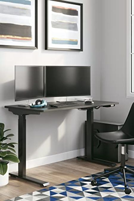 Signature Design by Ashley Lynxtyn Modern Adjustable Height Desk, Black