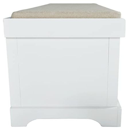 Signature Design by Ashley Dowdy Farmhouse Storage Bench with Cushion, White