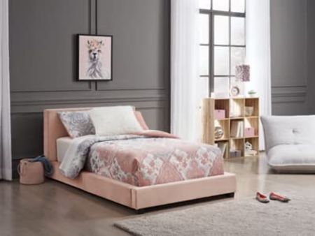 Signature Design by Ashley Chesani Children's Faux Velvet Upholstered Bed, Twin, Pink