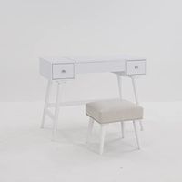 Signature Design by Ashley Thadamere Modern Glam Bedroom Vanity with Stool, White