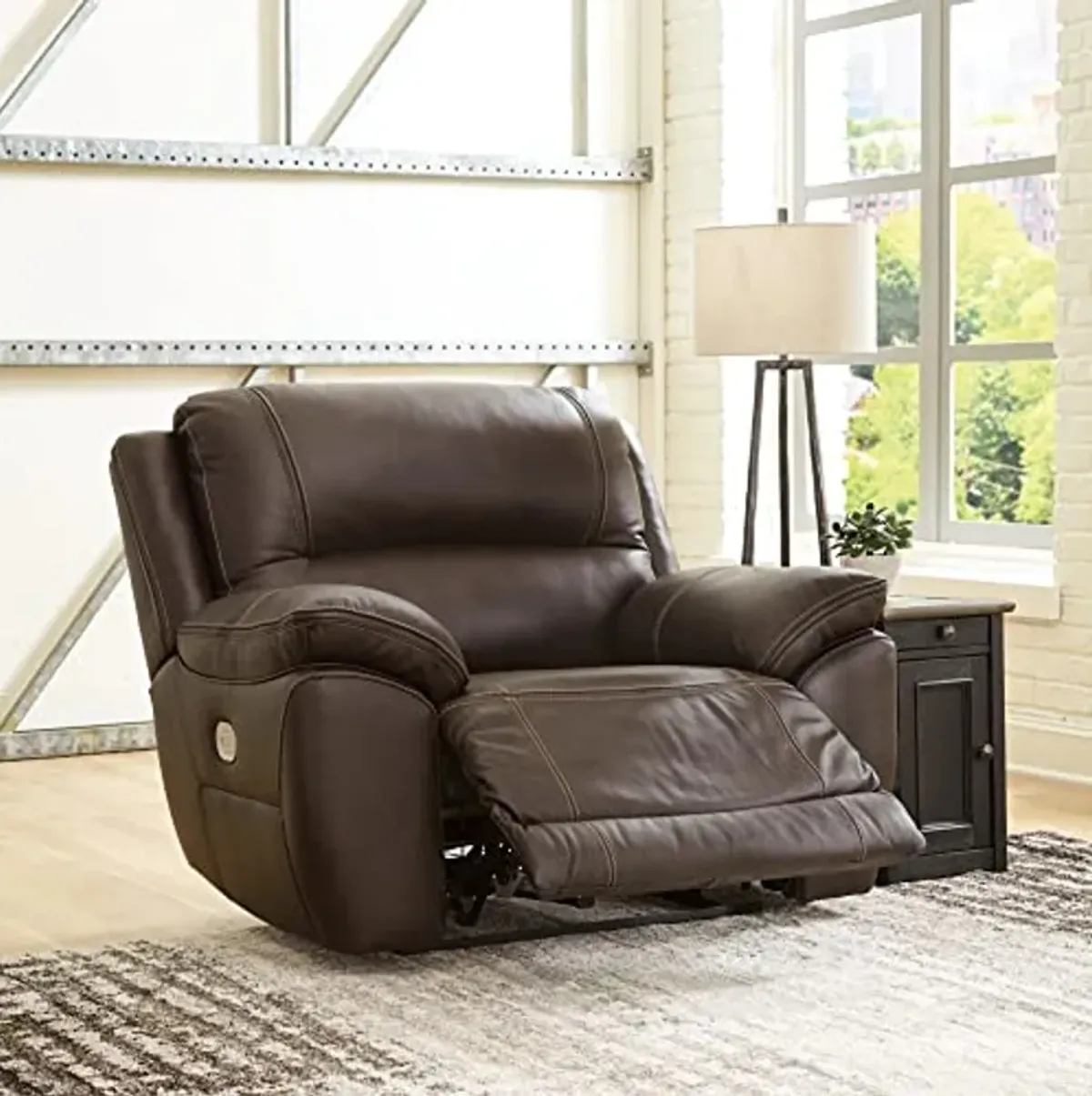 Signature Design by Ashley Dunleith Zero Wall Recliner with Power Headrest, Brown