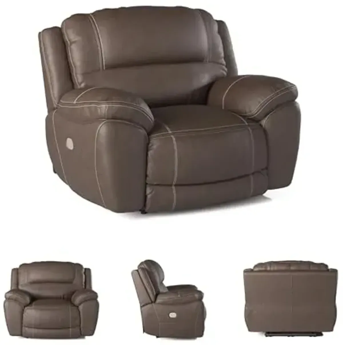 Signature Design by Ashley Dunleith Zero Wall Recliner with Power Headrest, USB Charging, Top Grain Leather and Matched Leather, 52" W x 40" D x 43" H, Brown