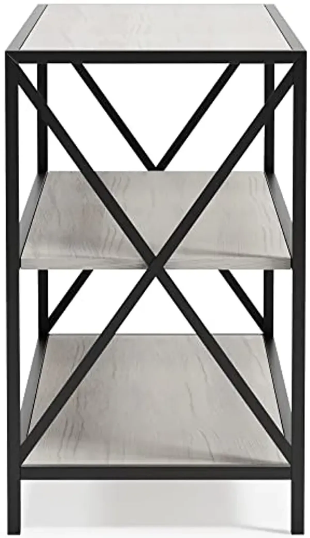 Signature Design by Ashley Bayflynn Modern Industrial 2 Shelf Bookcase, White & Black