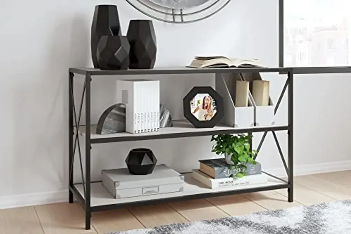 Signature Design by Ashley Bayflynn Modern Industrial 2 Shelf Bookcase, White & Black