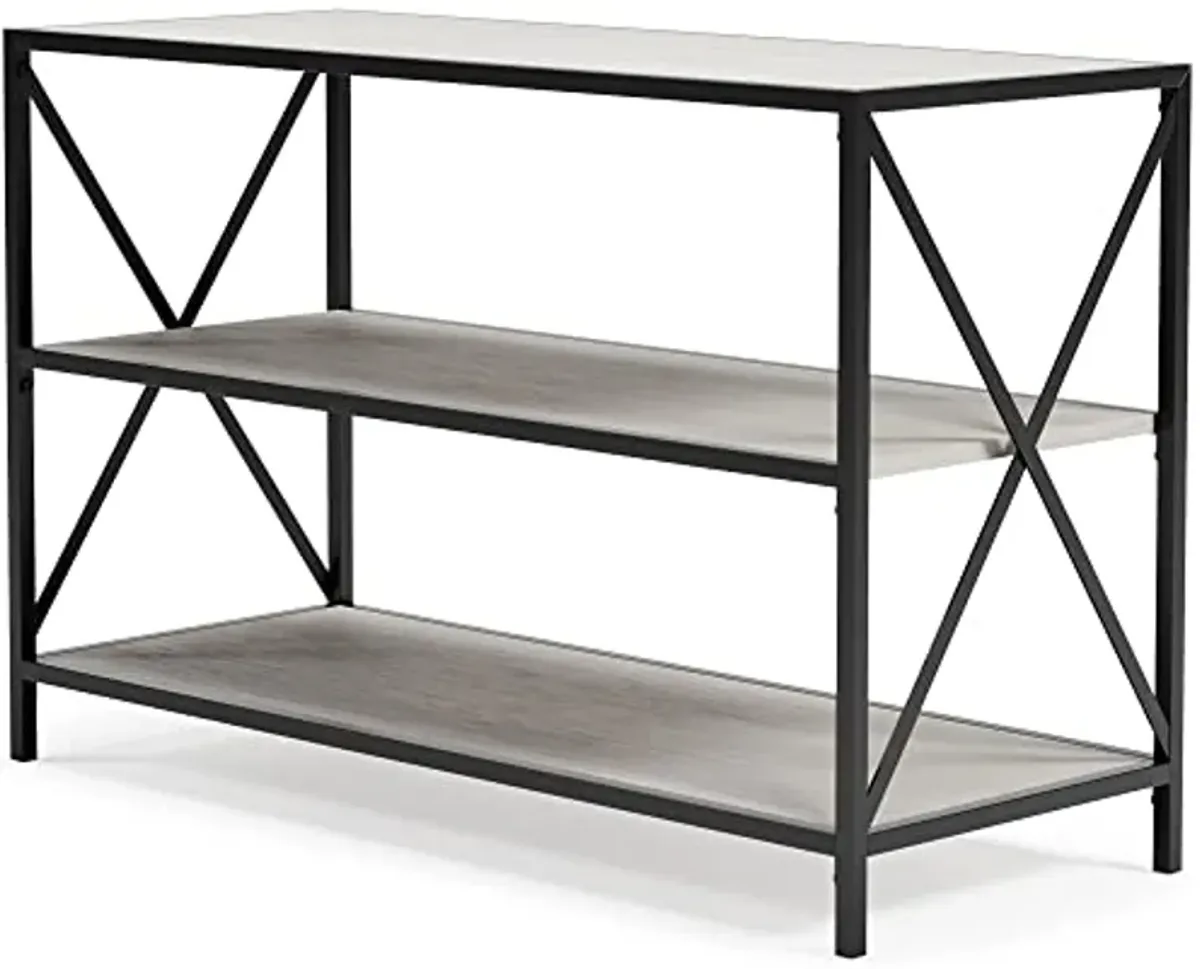 Signature Design by Ashley Bayflynn Modern Industrial 2 Shelf Bookcase, White & Black