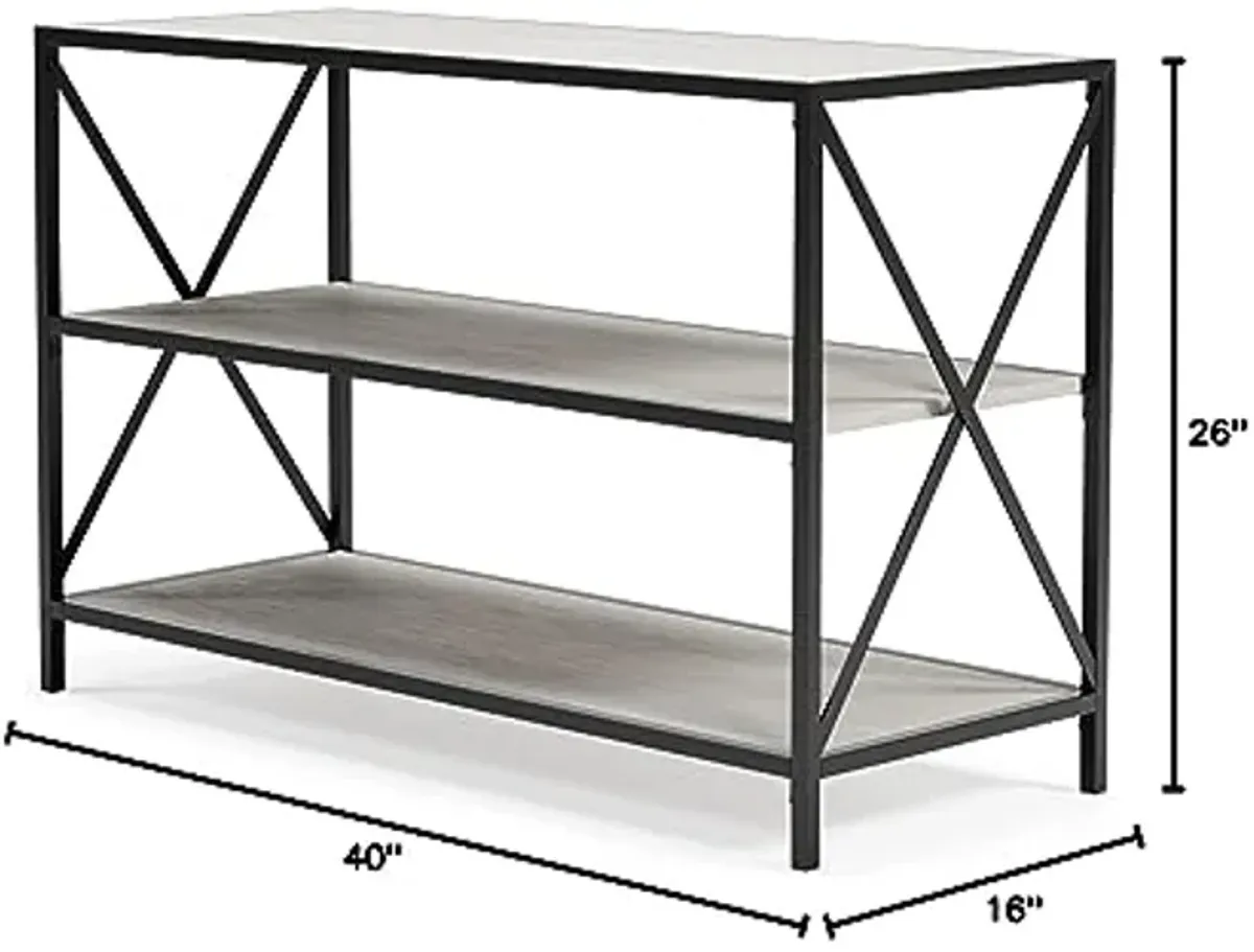 Signature Design by Ashley Bayflynn Modern Industrial 2 Shelf Bookcase, White & Black