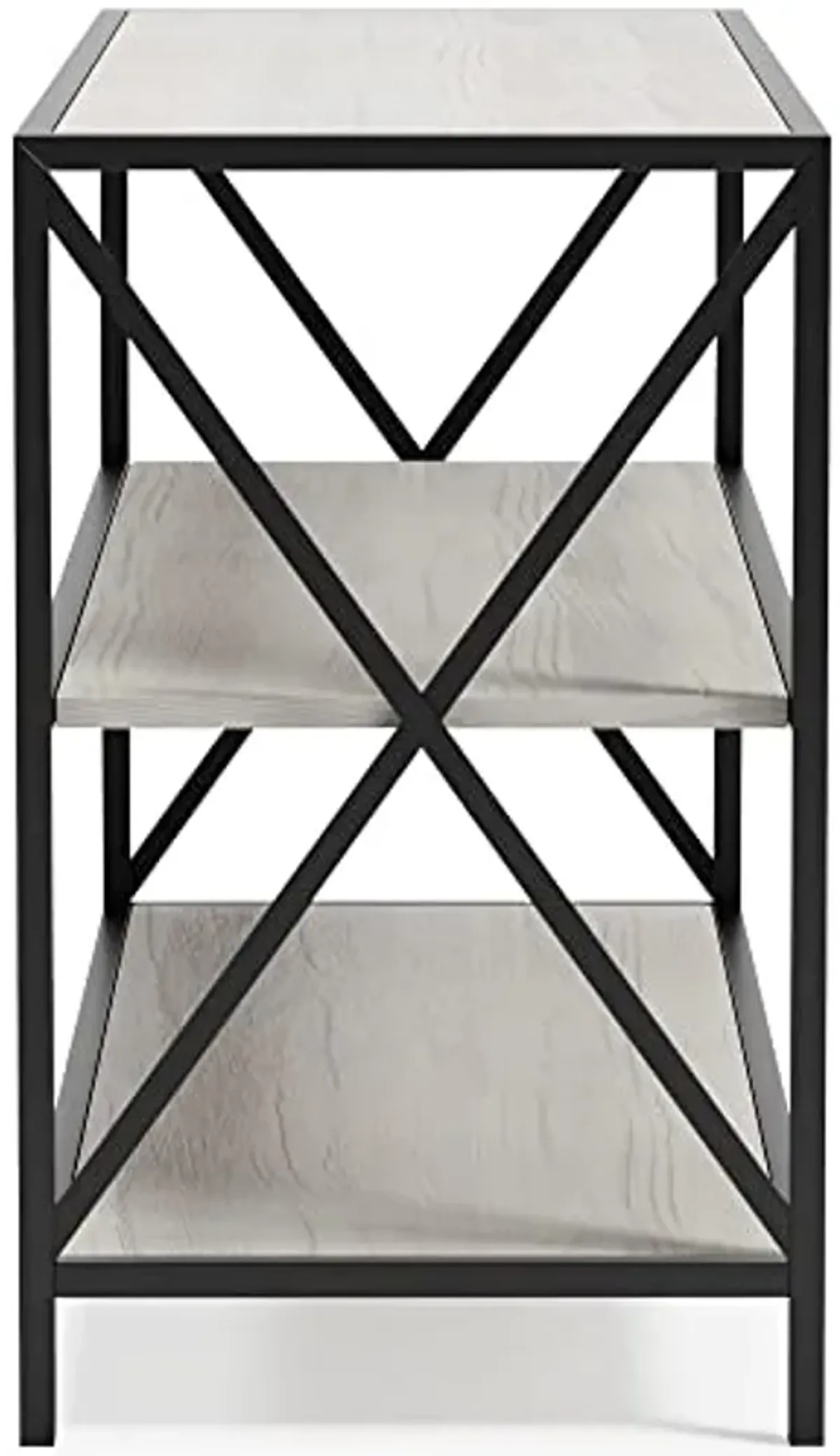 Signature Design by Ashley Bayflynn Modern Industrial 2 Shelf Bookcase, White & Black