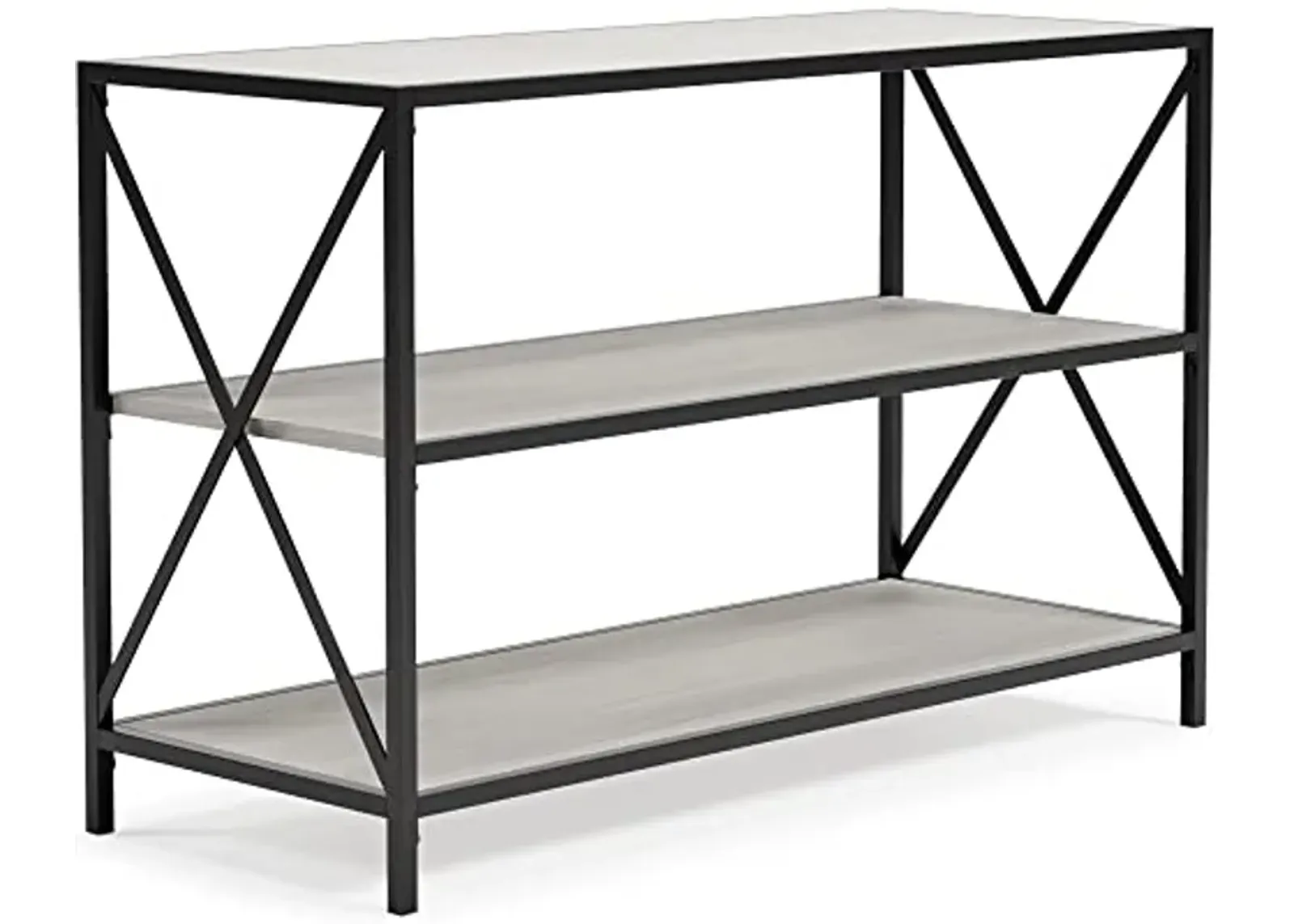 Signature Design by Ashley Bayflynn Modern Industrial 2 Shelf Bookcase, White & Black