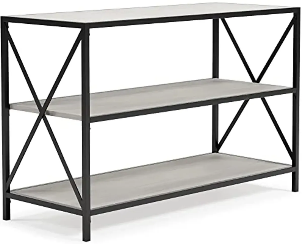 Signature Design by Ashley Bayflynn Modern Industrial 2 Shelf Bookcase, White & Black