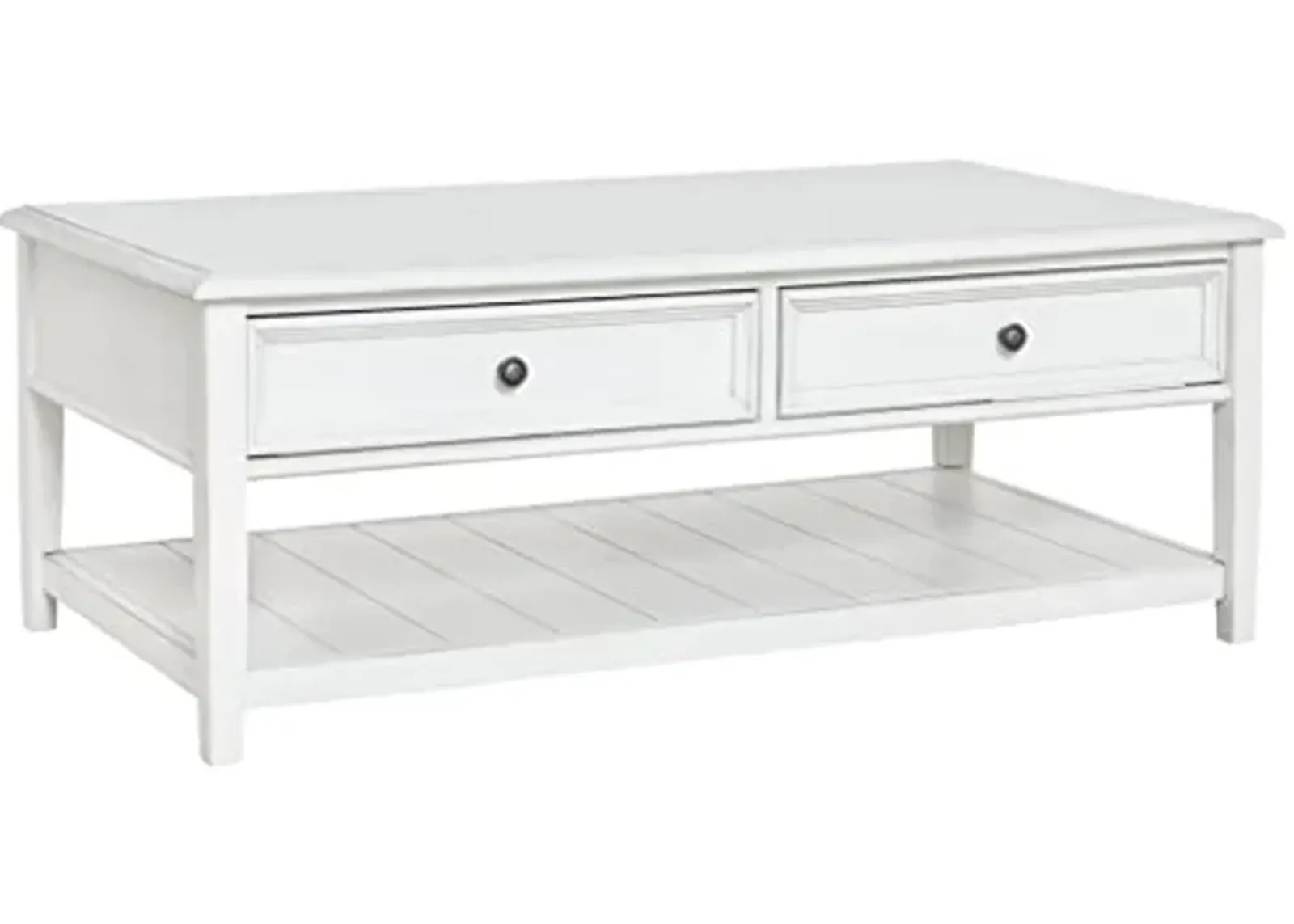 Signature Design by Ashley Kanwyn Farmhouse Rectangular Coffee Table with 2 Drawers, Whitewash