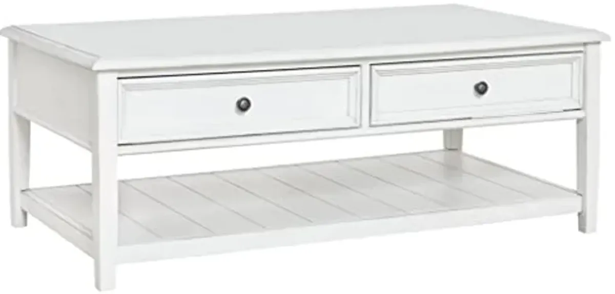 Signature Design by Ashley Kanwyn Farmhouse Rectangular Coffee Table with 2 Drawers, Whitewash