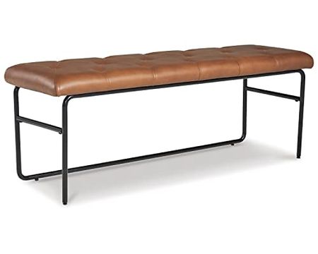 Signature Design by Ashley Donford Urban Button Tufted Leather Accent Bench, Brown