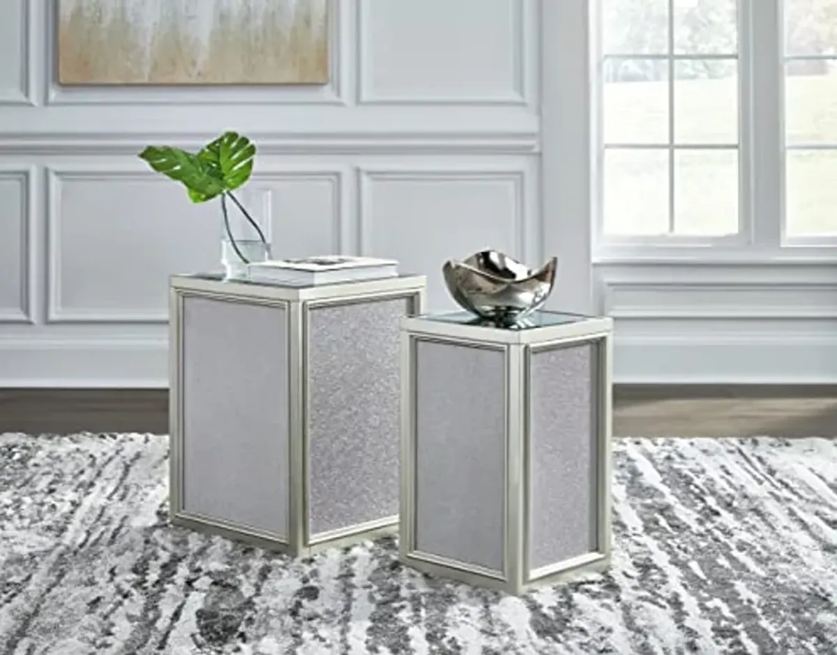 Signature Design by Ashley Traleena Glam Nesting End Tables, 2 Count, Silver