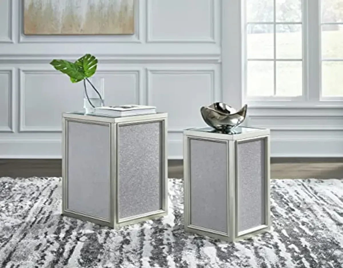 Signature Design by Ashley Traleena Glam Nesting End Tables, 2 Count, Silver