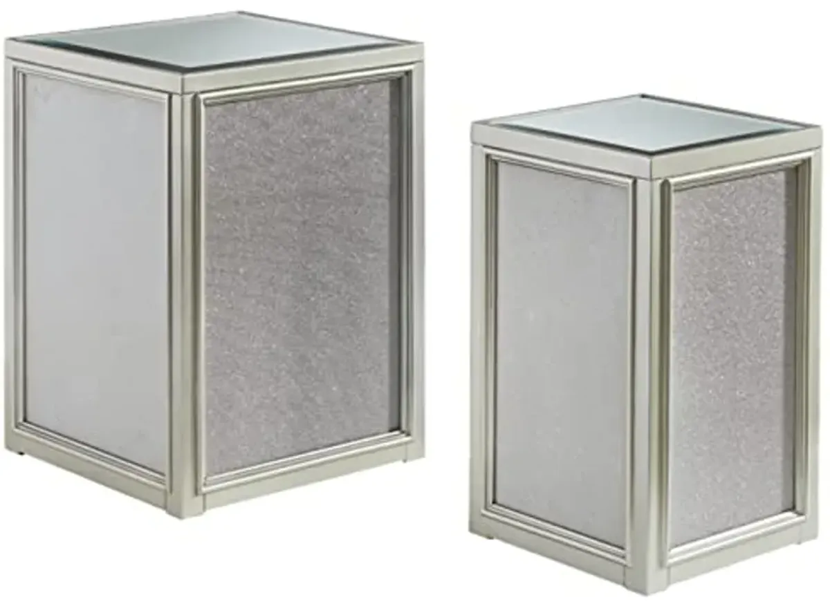 Signature Design by Ashley Traleena Glam Nesting End Tables, 2 Count, Silver