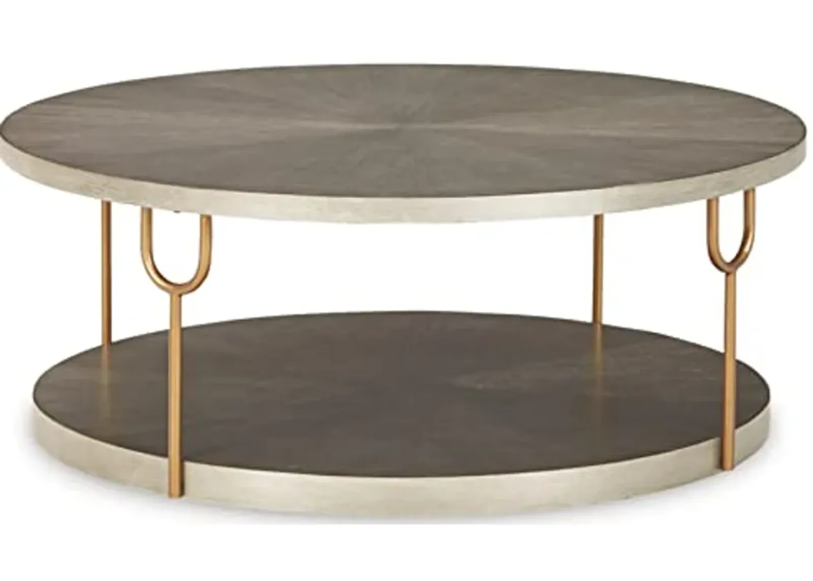 Signature Design by Ashley Ranoka Contemporary Round 42" Coffee Table, Metallic & Goldtone Finish