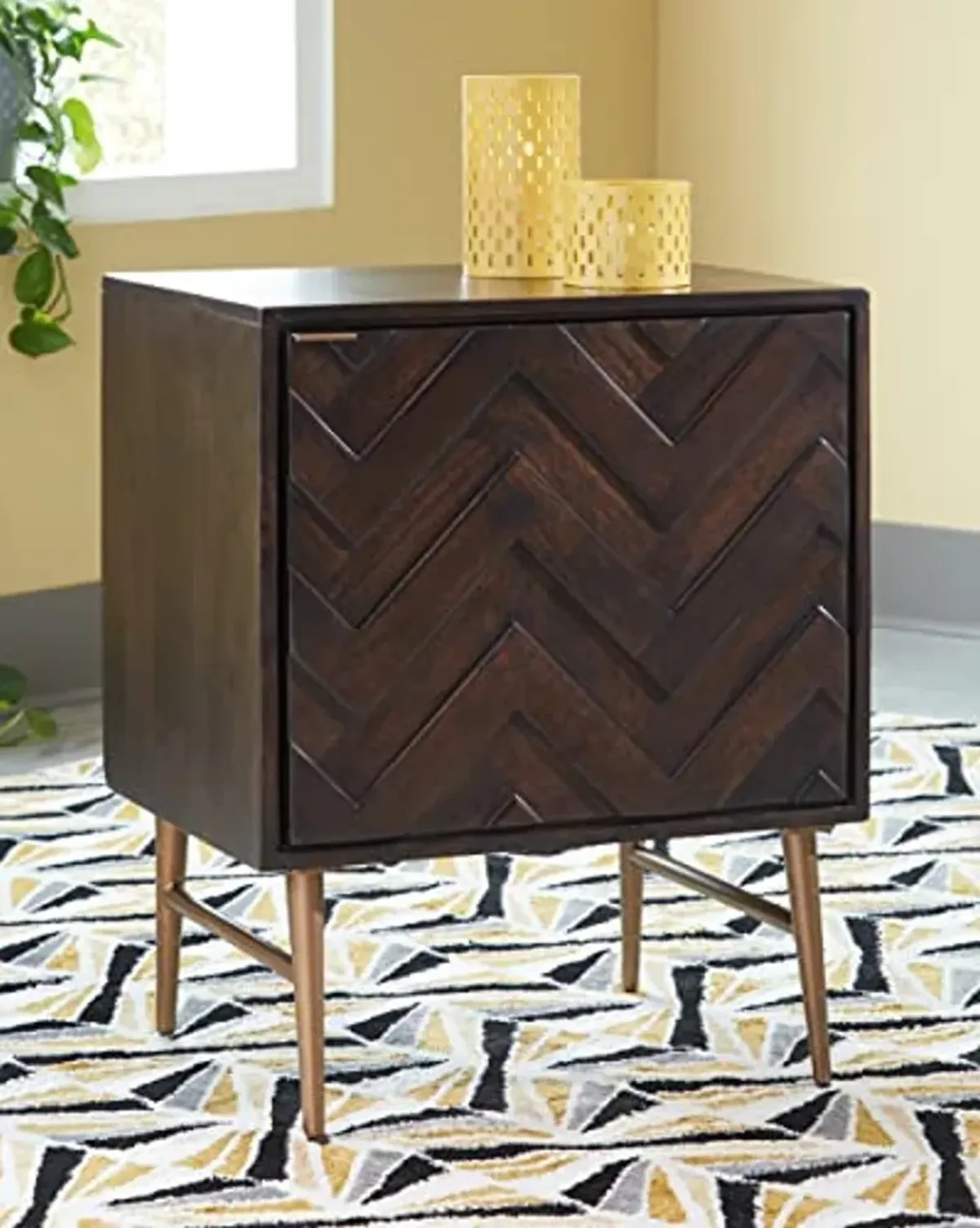 Signature Design by Ashley Dorvale Contemporary Accent End Table or Nightstand, 26.88" Tall, Dark Brown