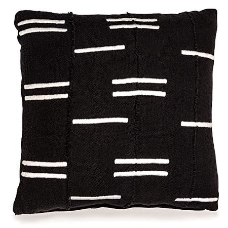 Signature Design by Ashley Abilena Casual Square Patchwork Cotton Accent Pillow, 20 x 20 Inches, Black & White