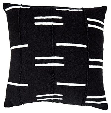 Signature Design by Ashley Abilena Casual Square Patchwork Cotton Accent Pillow, 20 x 20 Inches, Black & White