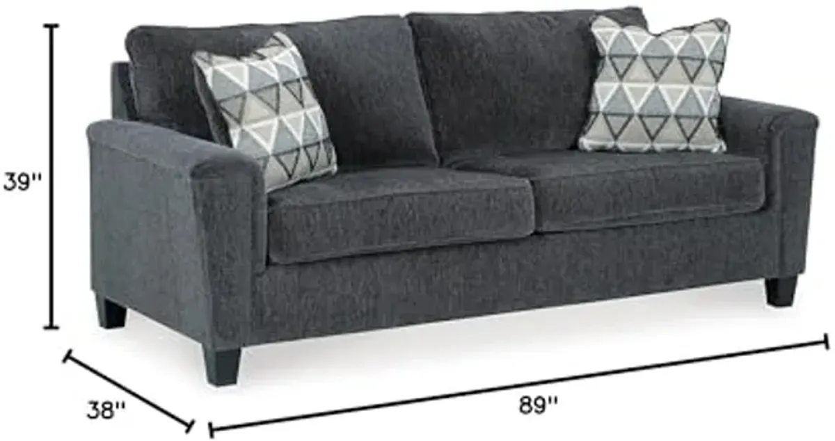 Signature Design by Ashley Abinger Contemporary Queen Sofa Sleeper with 2 Accent Pillows, Dark Gray