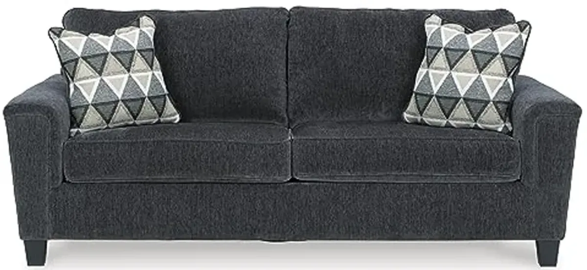 Signature Design by Ashley Abinger Contemporary Queen Sofa Sleeper with 2 Accent Pillows, Dark Gray