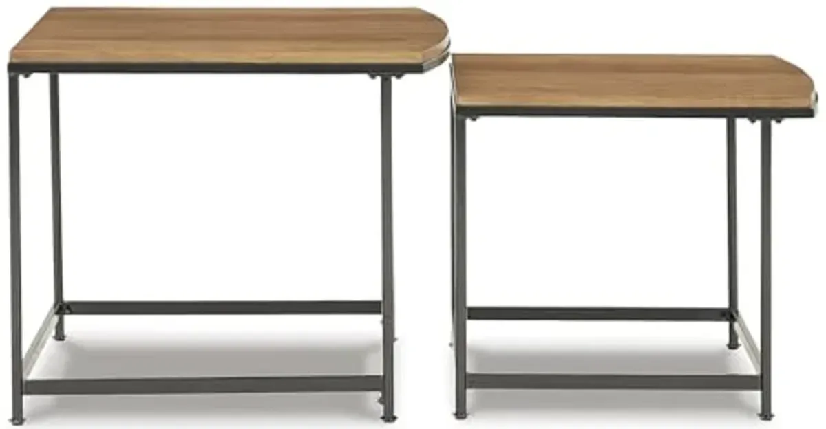 Signature Design by Ashley Drezmoore Modern Nesting End Tables Set, 2 Count, Light Brown & Black