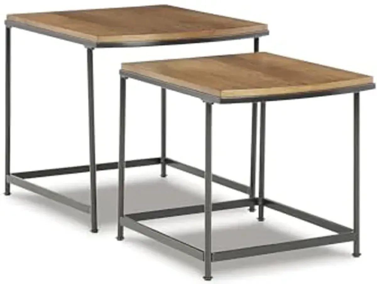 Signature Design by Ashley Drezmoore Modern Nesting End Tables Set, 2 Count, Light Brown & Black